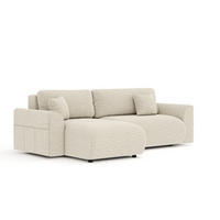 ECKSOFA MIT SCHLAFFUNKTION Bodega Beige Plüschstoff - Beige/Schwarz, Holz/Holzwerkstoff (235/138cm) - Maison de Reve
