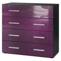 KOMMODE Pavos Brombeer Hochglanz - Brombeere, Holzwerkstoff (76/72/35cm) - Vladon
