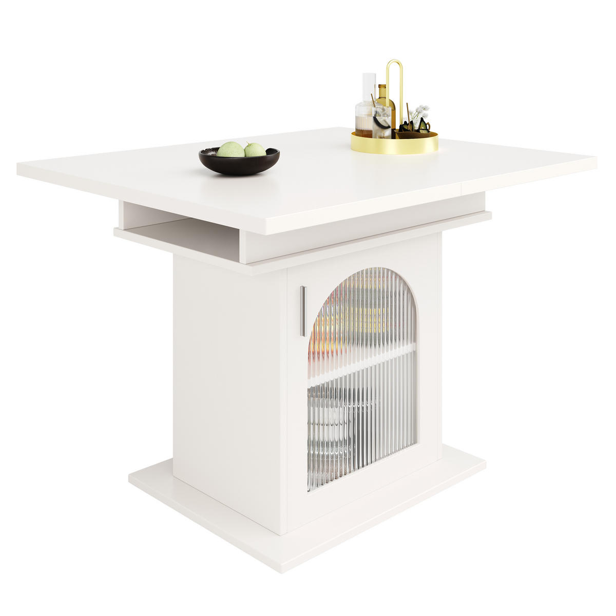 ESSTISCH Weiß 110-140/70/76 cm - Weiß, Glas/Holzwerkstoff (140/70/76cm) - Urban Meuble