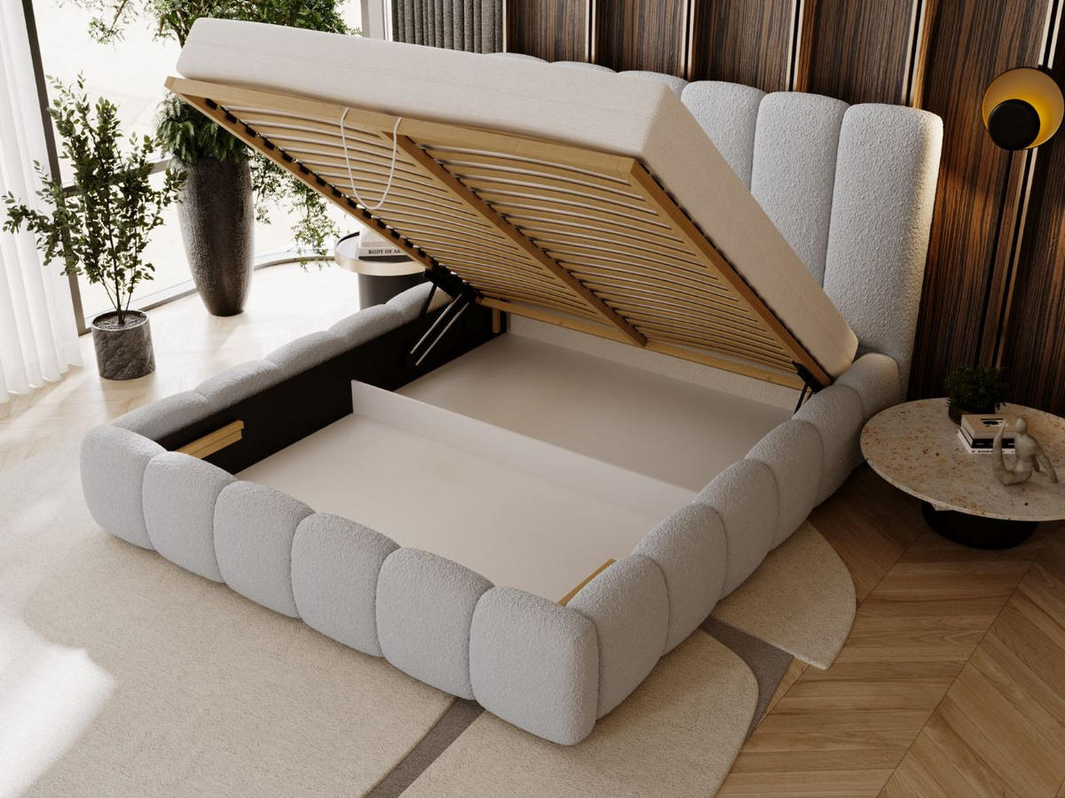 POLSTERBETT Imperial 180x200 Bouclé-Stoff Hellgrau - Hellgrau, Textil (180/200cm) - Graingold