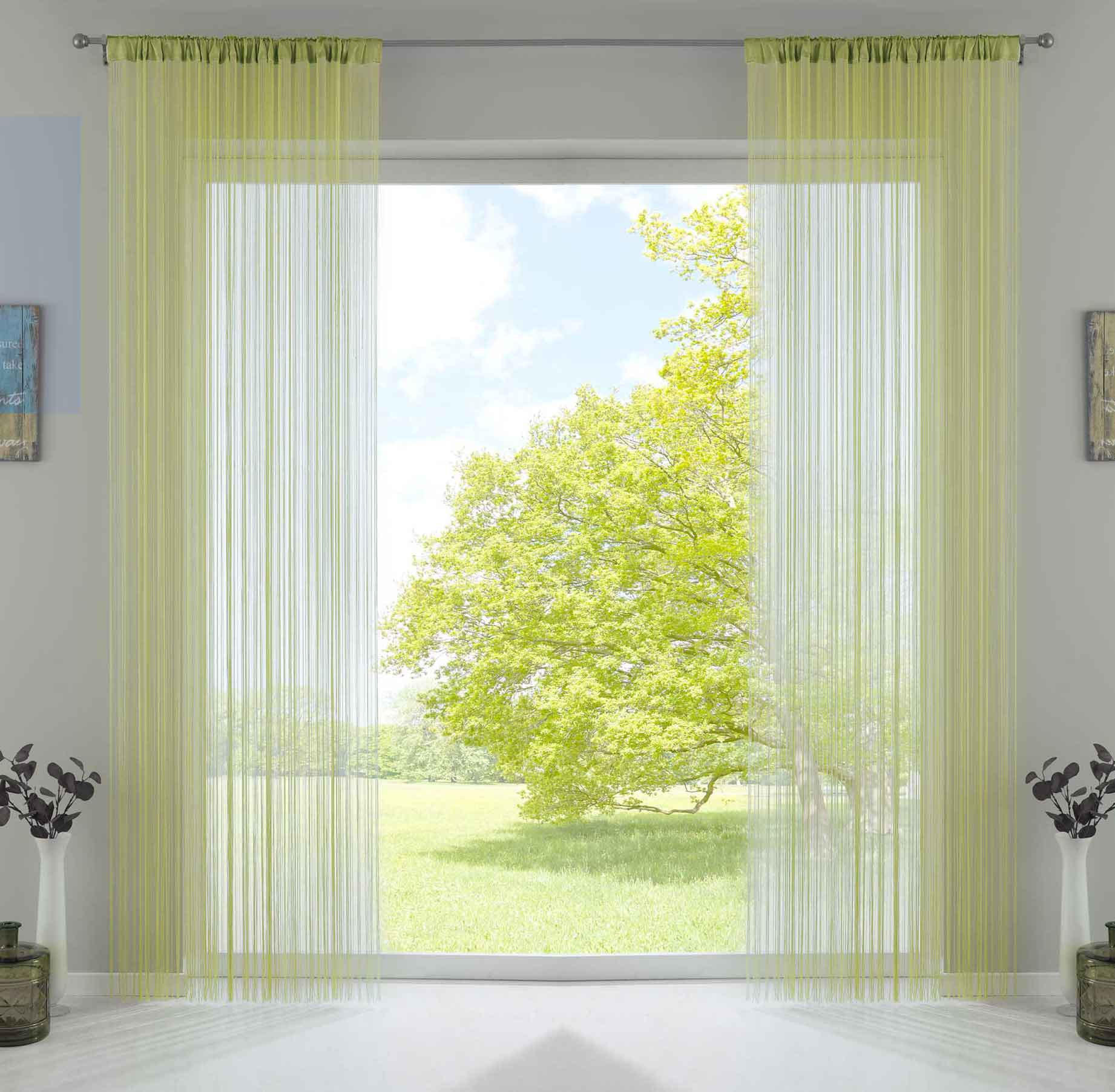 FADENGARDINE 2ER SET HxB 250x140 cm Apfelgrün - Grün, Textil (140/250cm) - Gardinenbox
