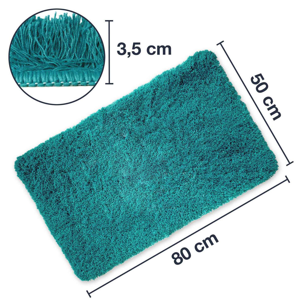 HOCHFLOR BADEMATTEN MALMÖ - Petrol, Textil (50/80cm) - WohnDirect
