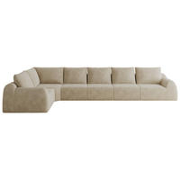 ECKSOFA 401/200/85 cm Khaki Chenille, 6-Sitzer - Sandfarben/Schwarz, Textil (401/200cm) - Oxeza