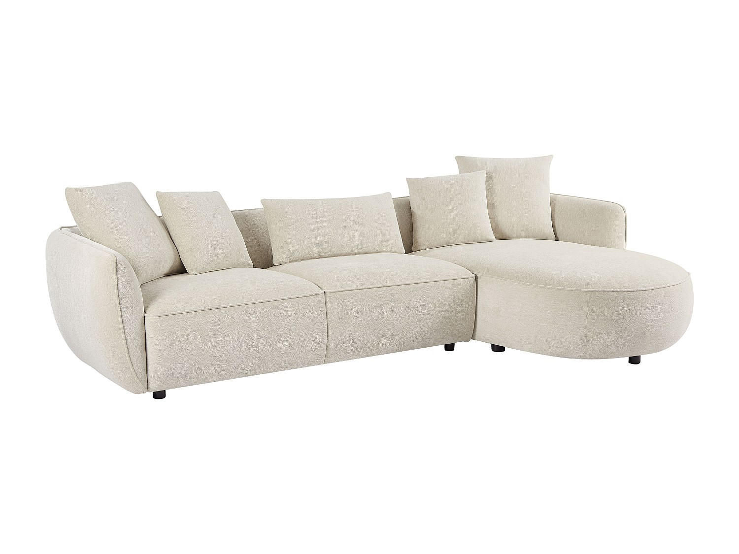 ECKSOFA - Ecke rechts - Chenille-Stoff - Beige - DOKALO - Beige, Textil (296/166cm) - Vente-Unique