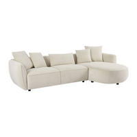 ECKSOFA - Ecke rechts - Chenille-Stoff - Beige - DOKALO - Beige, Textil (296/166cm) - Vente-Unique