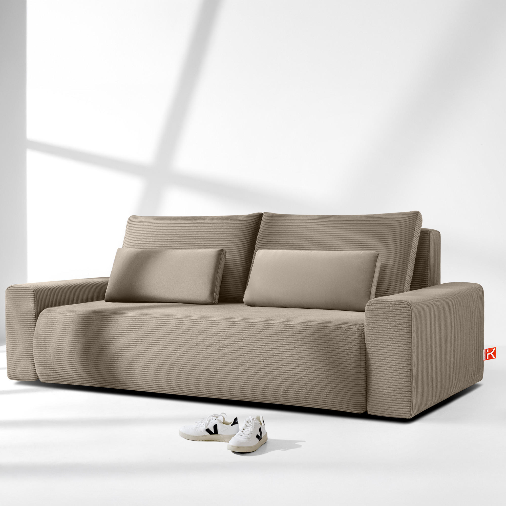 3-SITZER SCHLAFSOFA MOLLIS, Corduroy, Beige - Beige, Holz/Holzwerkstoff (250/93/108cm) - KONSIMO®