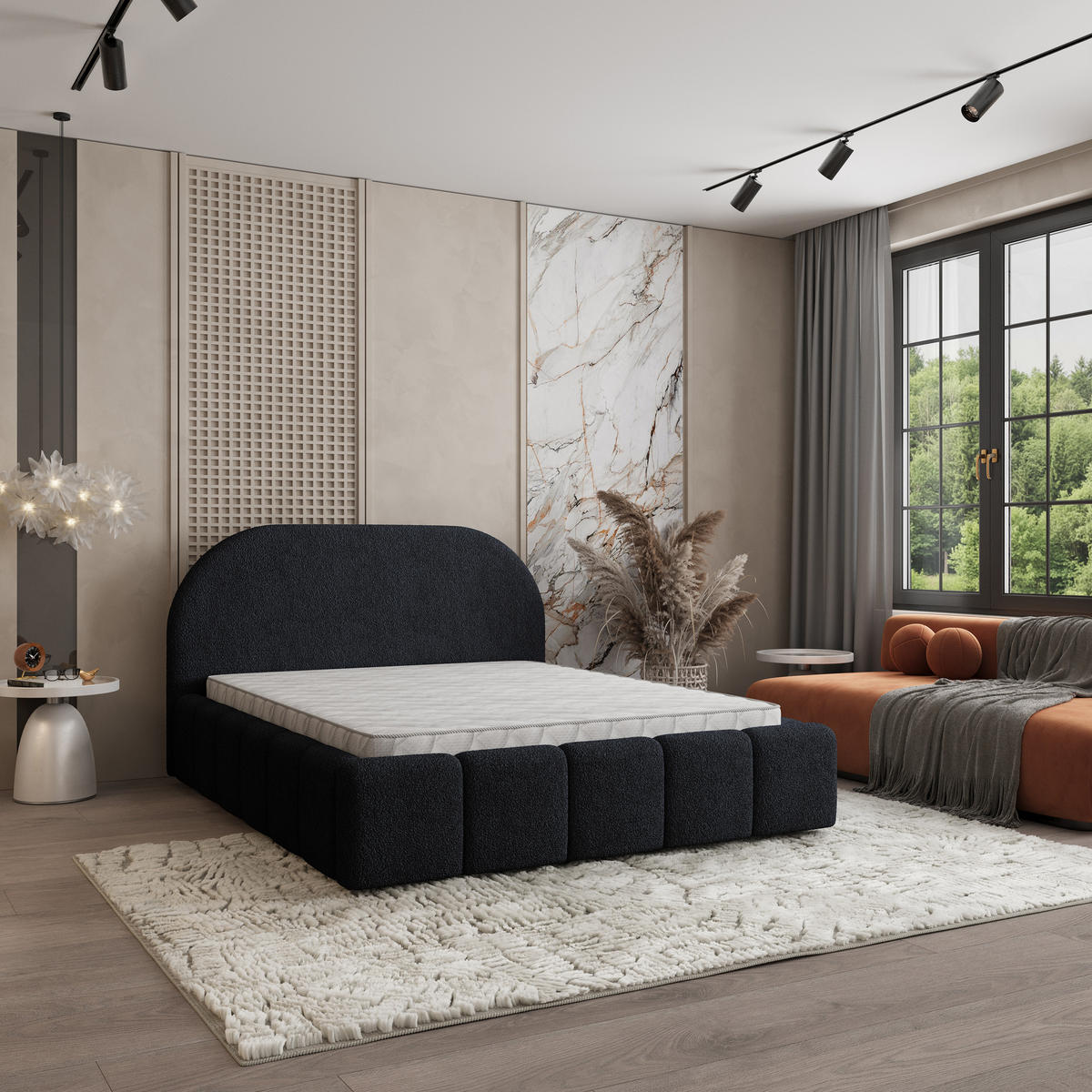 POLSTERBETT FLUSSO 160x200 cm mit Bettkästen - Schwarz - Schwarz, Holz (160/200cm) - MASSENO
