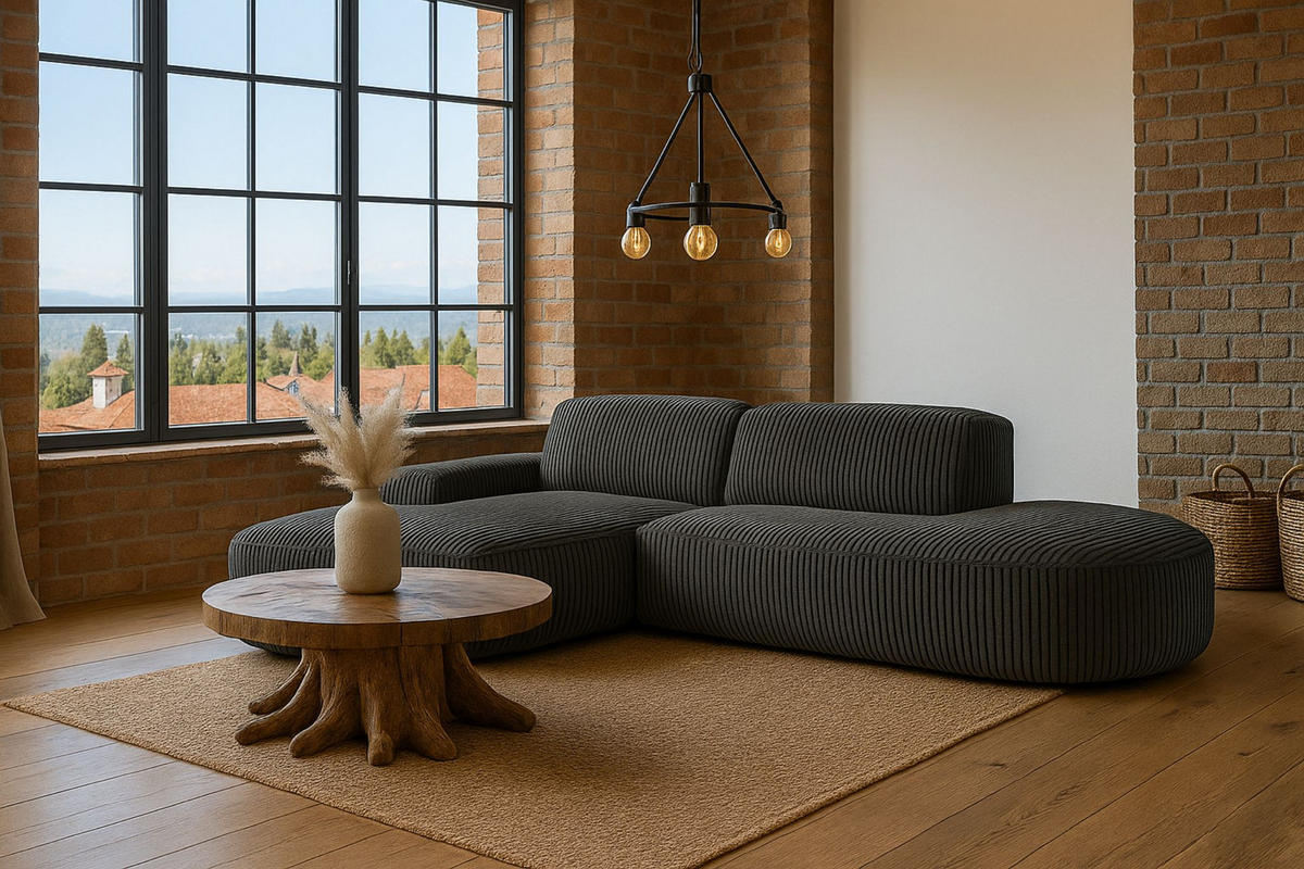 ECKSOFA Cursal Atelier, Stoff Poso, Grau, Links - Grau, Holz (284/166cm) - Kaiser Möbel