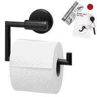 TOILETTENPAPIERHALTER PIAZZA BLACK, Glas schwarz, Edelstahl, inkl. Klebeset - Schwarz, Metall (15.5/11/6cm) - bremermann