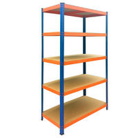 RAFT albastru portocaliu 5 polițe metal 40x100x180 cm - multicolor, material plastic/compozit lemnos (100/180/40cm) - Relaxdays