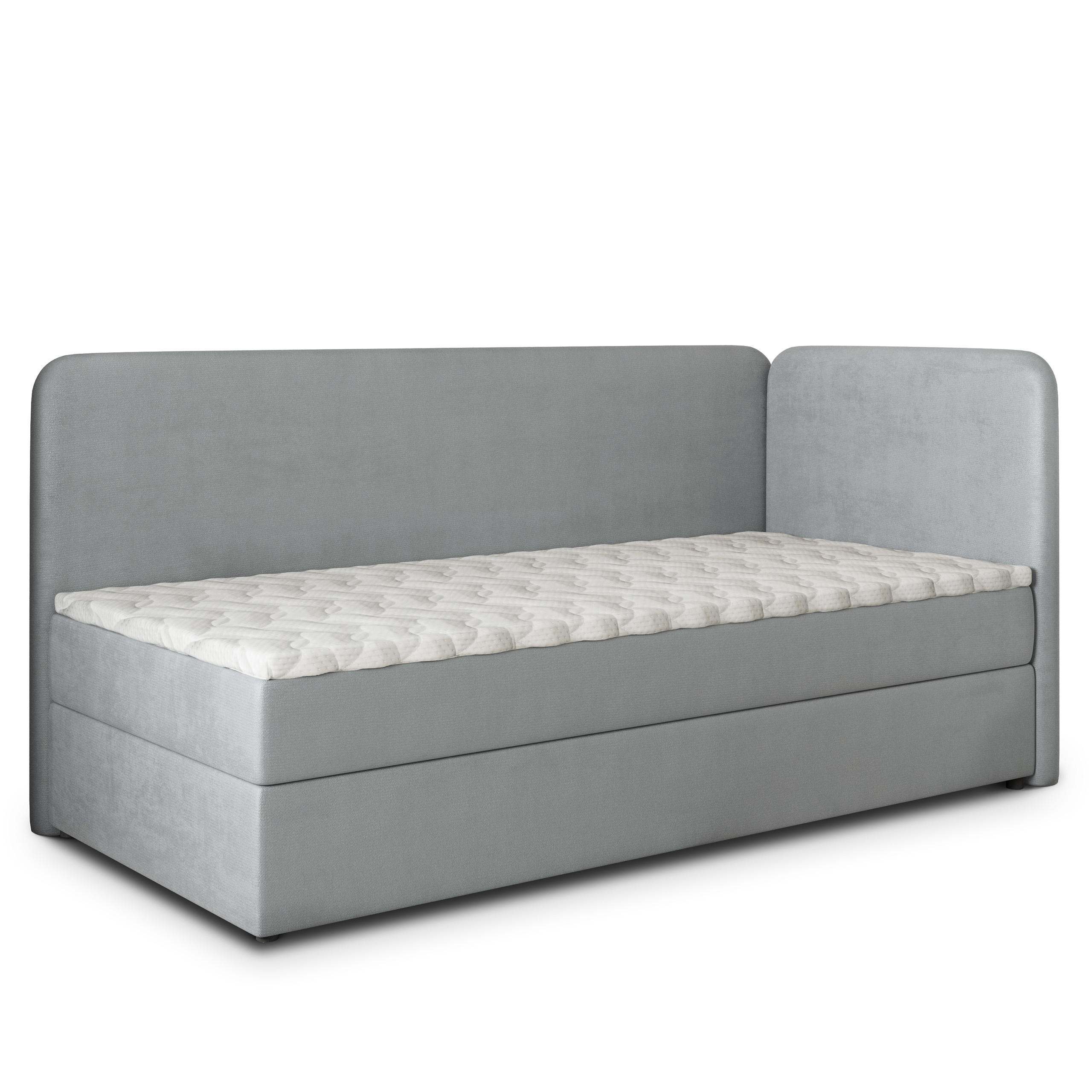 BOXBETT GINA 80x200 cm mit Matratze und Topper, H2+H3 - Hellgrau - Hellgrau, Holz (80/200cm) - MASSENO