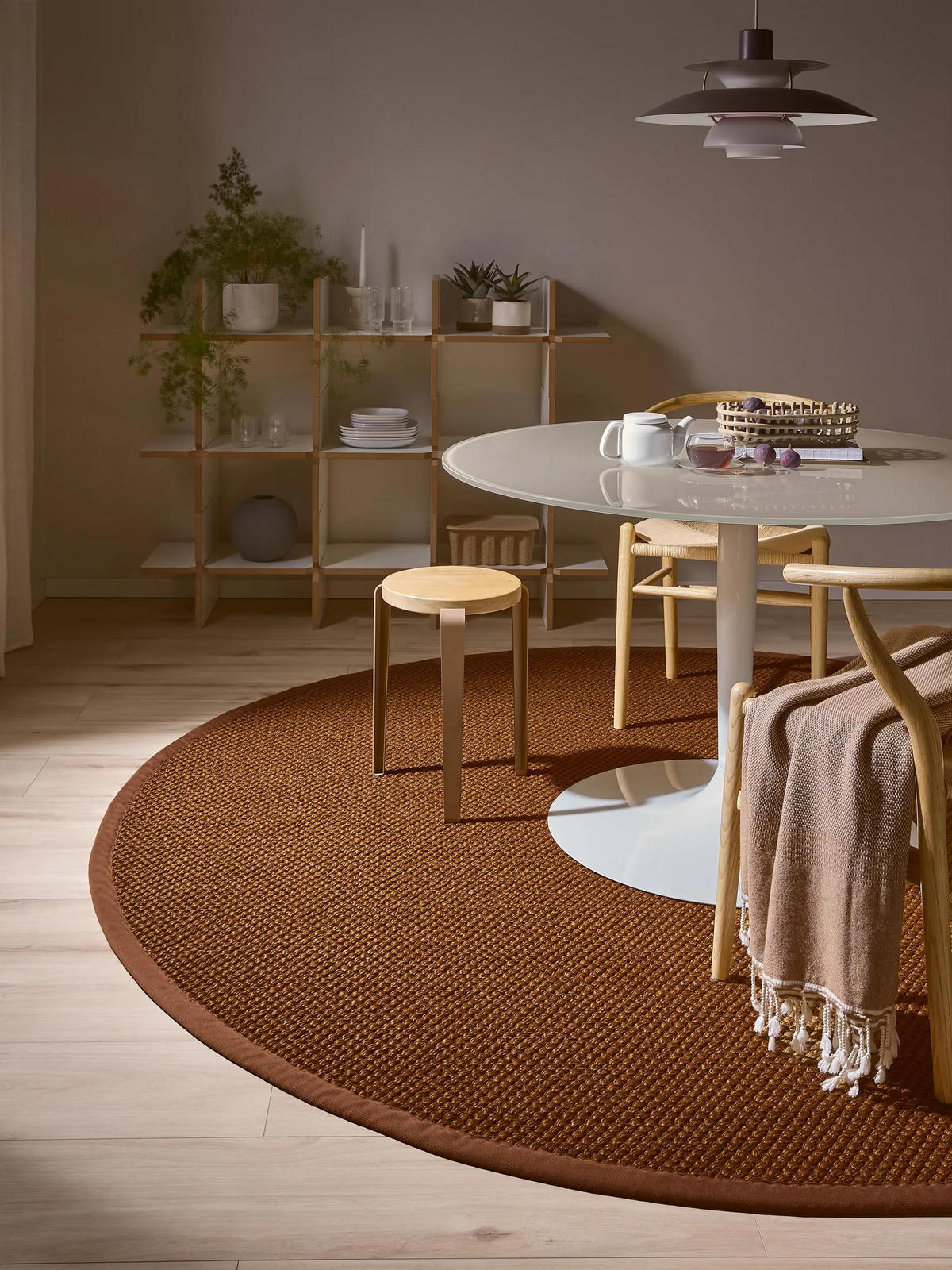 SISAL koberec Greta Světle hnědá ø 250 cm kulatý - světle hnědá, textil/umělá hmota (250/250cm) - benuta Pure