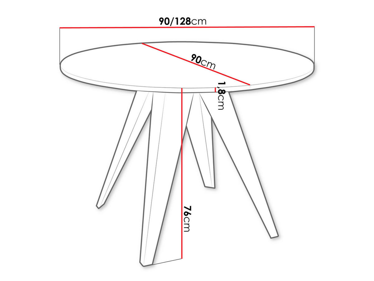 TISCH Gerda 90 - Eichefarben/Schwarz, Holzwerkstoff/Metall (90/90/76cm) - MIRJAN24