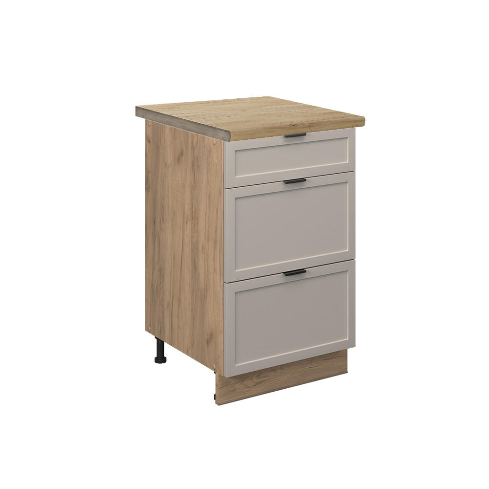 KÜCHENUNTERSCHRANK Fame-Line GrauBeige 50 cm, AP Eiche - Greige/Eiche Wotan, Holzwerkstoff (50/82/60cm) - Vicco