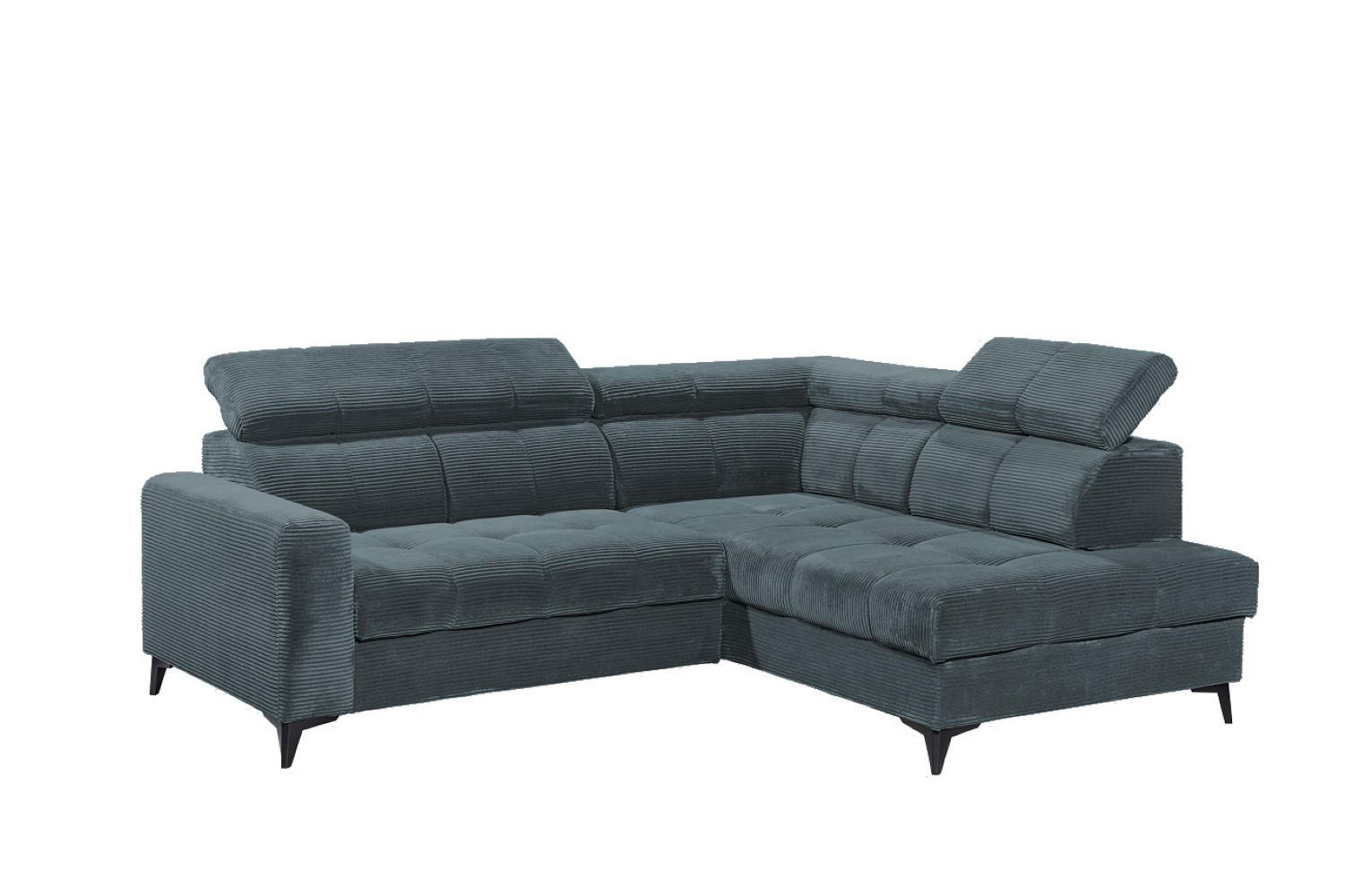 ECKSOFA mit elektronische Sitztiefenverstellung, USB-Anschluss und stilvollem Breitcord-Bezug - Blau, Textil (200/243cm) - ed exciting design