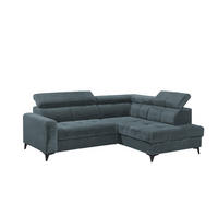 ECKSOFA mit elektronische Sitztiefenverstellung, USB-Anschluss und stilvollem Breitcord-Bezug - Blau, Textil (200/243cm) - ed exciting design