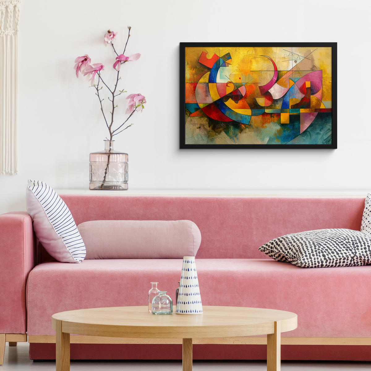 POSTER MIT RAHMEN Kunst - Abstrakt - Modern 60x40 cm - Gelb, Papier (60/40cm) - MuchoWow
