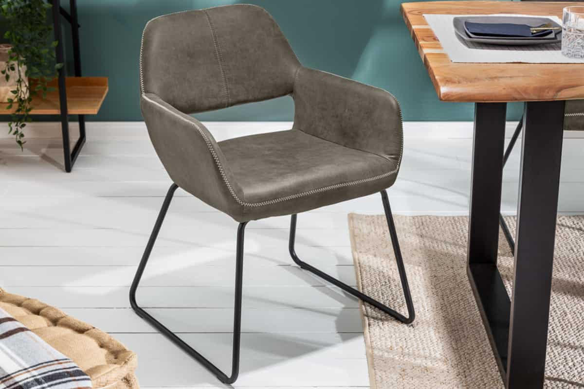 STUHL MUSTANG Microfaser Taupe 80 cm - Taupe/Schwarz, Textil/Metall (57/77/61cm) - riess-ambiente