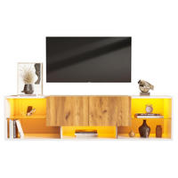 LOWBOARD 160/40/42 cm aus Holzwerkstoff mit LED-Beleuchtung und 2 Schubladen Weiß/Eichefarben - Hellbraun, Holzwerkstoff (160/42/40cm) - Modenvie