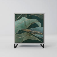 SIDEBOARD ROYAL GREEN, Grau, 57,5x42x67,5 cm, Schwarze Metall-Rahmenfüße - Multicolor/Schwarz, Holzwerkstoff/Metall (57.5/67.5/42cm) - SpaceRebels