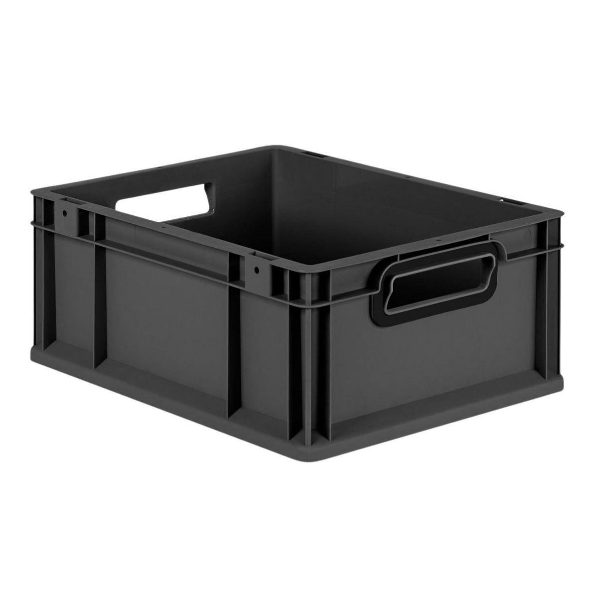 EUROBOX NextGen Color 17x30x40 cm 16 Liter Griffe schwarz offen, Schwarz - Anthrazit/Schwarz, Kunststoff (30/17/40cm) - PROREGAL