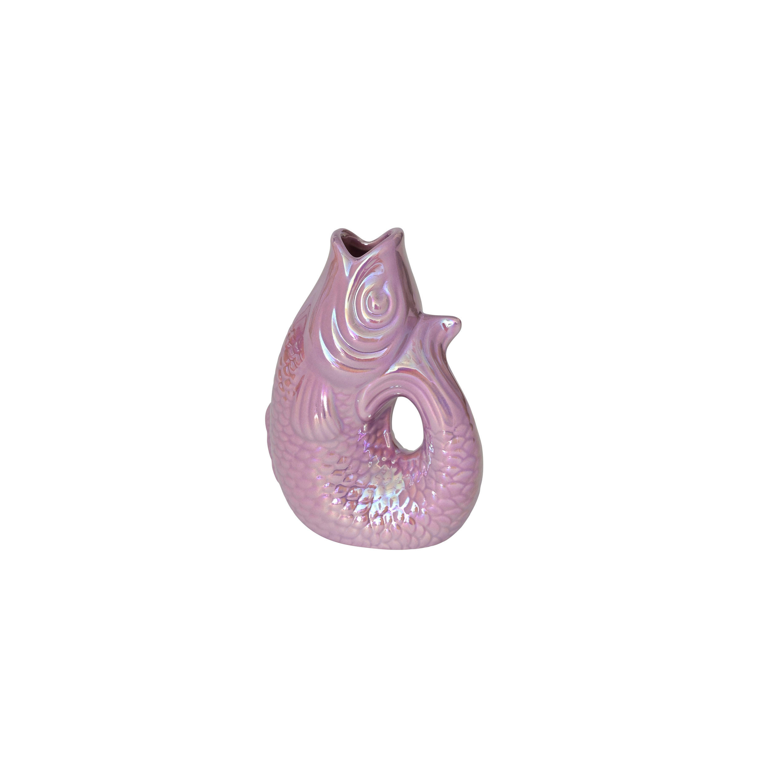 VASE Monsieur Carafon XS, Fisch-Form, Steingut, Rainbow Violett, 13 cm - Lila, Keramik (14cm) - Gift Company