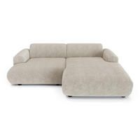 ECKSOFA RECHTS Gemusterter Samt Beige 266cm - Beige, Textil (266/165cm) - Sia Home