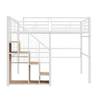 HOCHBETT 140/200 cm in Weiß mit Stauraum und Treppe aus Metall - Weiß, Metall (140/200cm) - Flora Grace