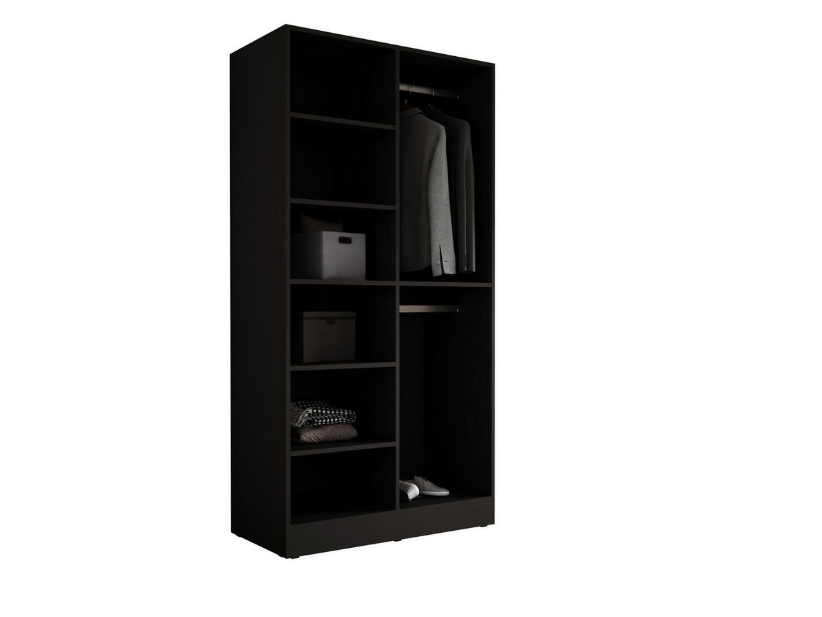 KLEIDERSCHRANK, Graphitschwarz / Antisol Glas, 100 x 200 x 51 cm - Graphitfarben/Schwarz, Holzwerkstoff (100/200/51cm) - 3XE LIVING