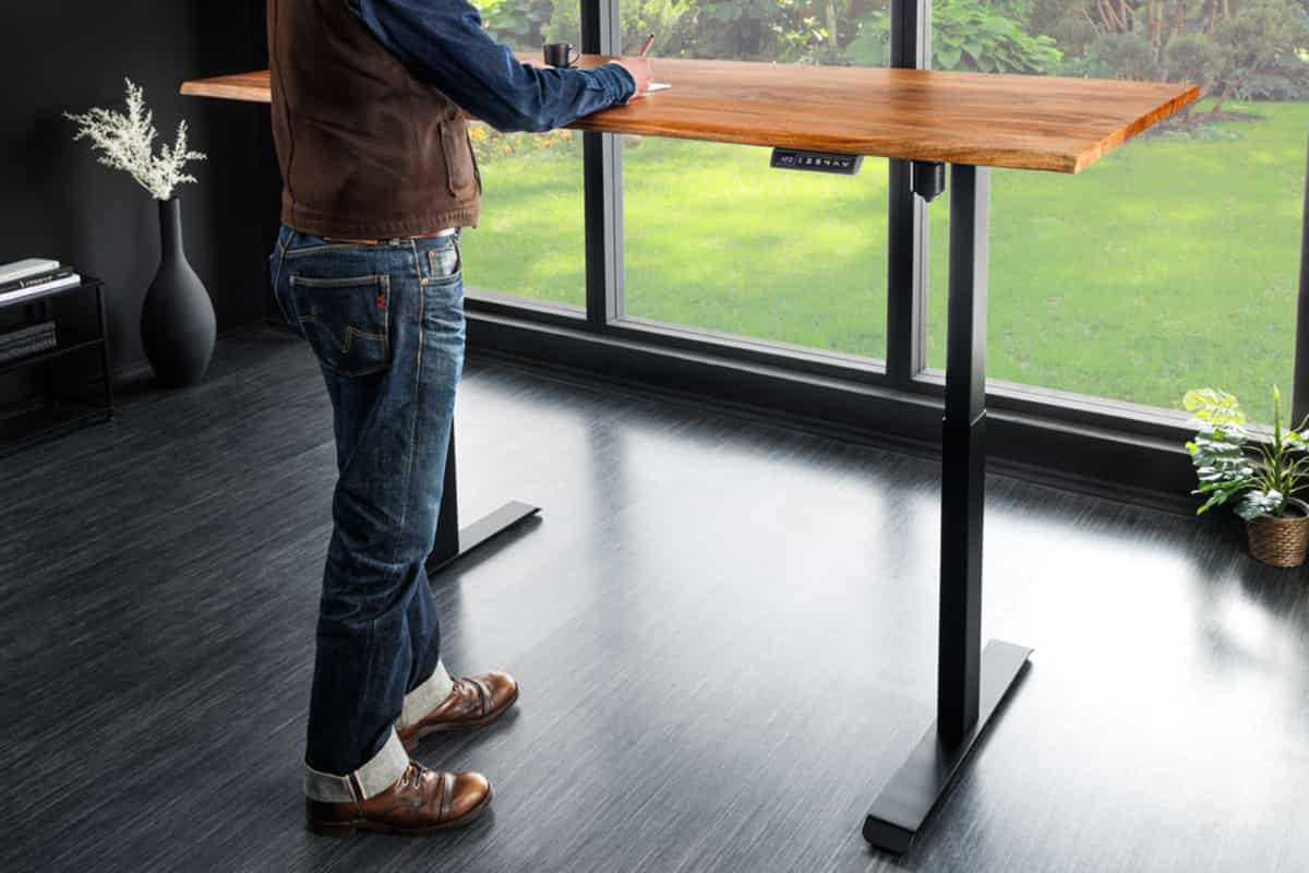 SCHREIBTISCH MAMMUT Akazie Natur 180cm - Schwarz/Braun, Holz/Metall (80/180/78cm) - riess-ambiente