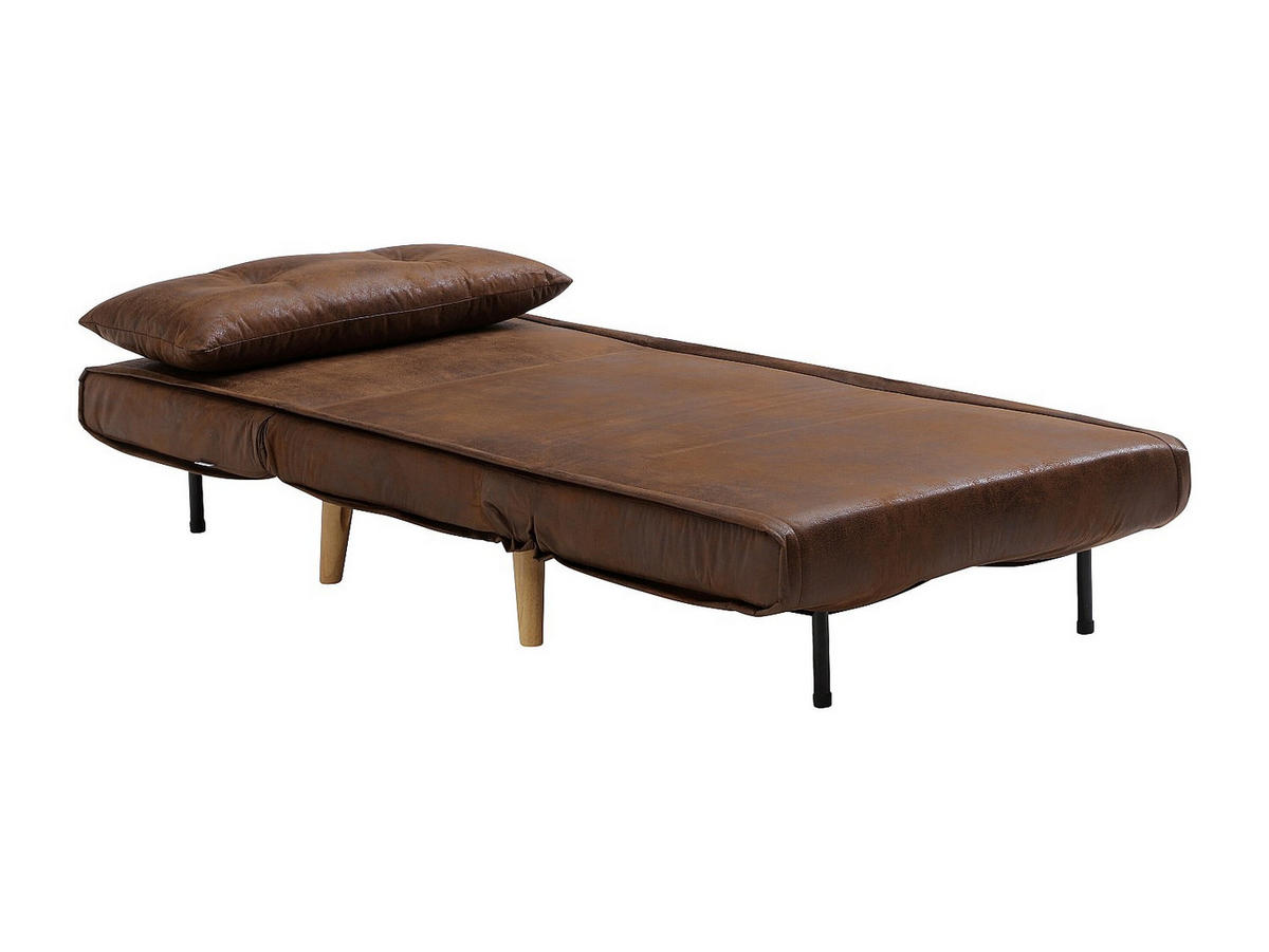 SCHLAFSESSEL - 1 Person - stoff - braun Valerio - Braun, Holz/Textil (90/81/78cm) - Vente-Unique