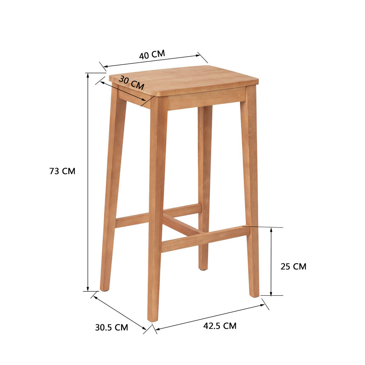 HOCKER 2er-Set Holz - Walnussfarben, Holz (40/74/44cm) - Urban Meuble