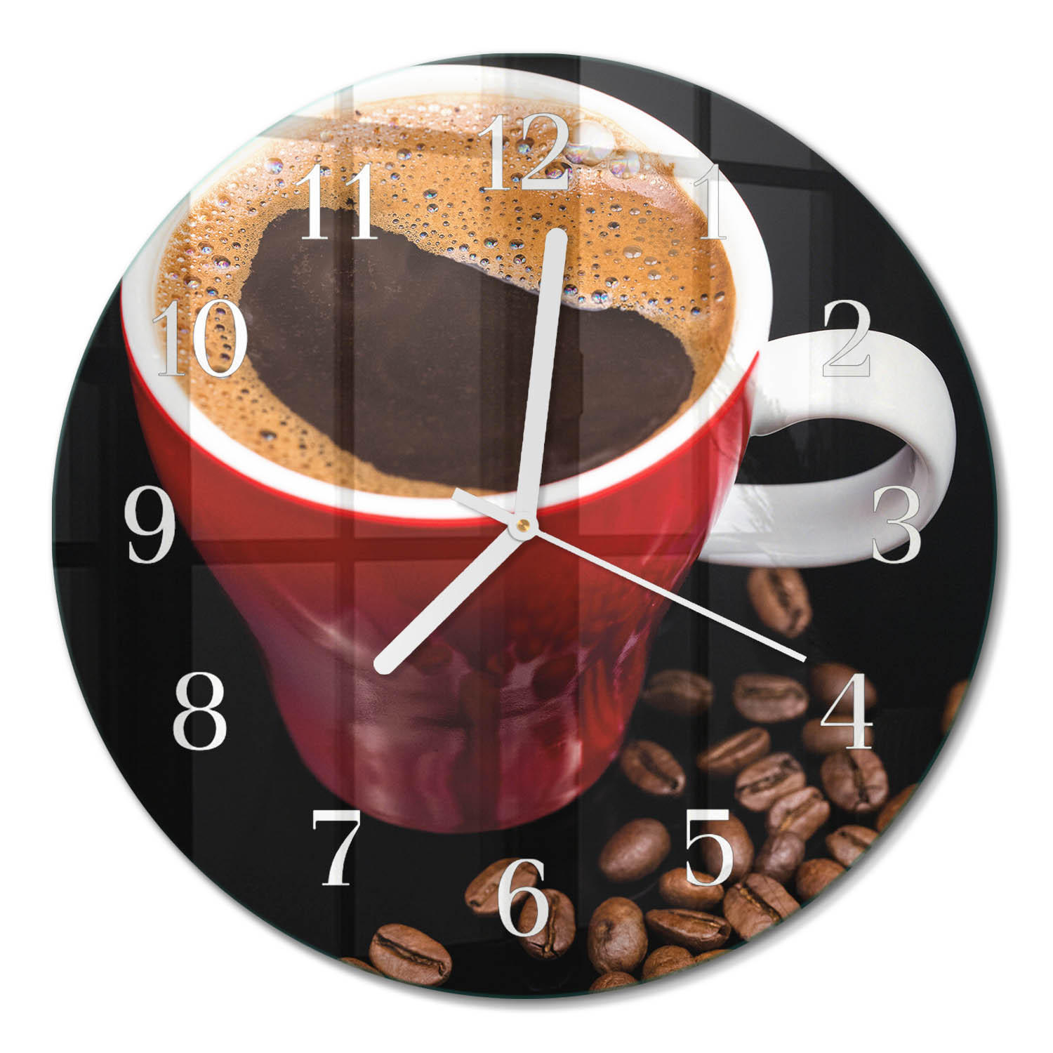 WANDUHR fi30 cm - Tasse Kaffee - Braun, Glas (30/30/0.4cm) - TULUP