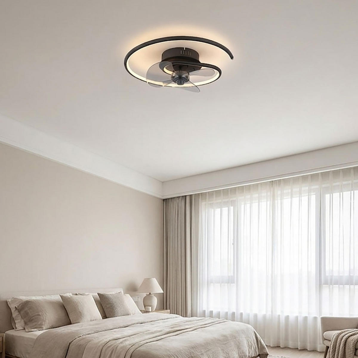 LED DECKENLEUCHTE Ventilator Metall Schwarz - Schwarz, Metall (45/45/13.9cm) - Globo Lighting