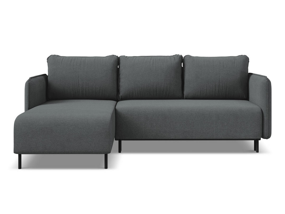 ECKSOFA mit Schlaffunktion Strukturstoff Stoff Grau - Schwarz/Grau, Holz/Textil (162/236cm) - Makamii