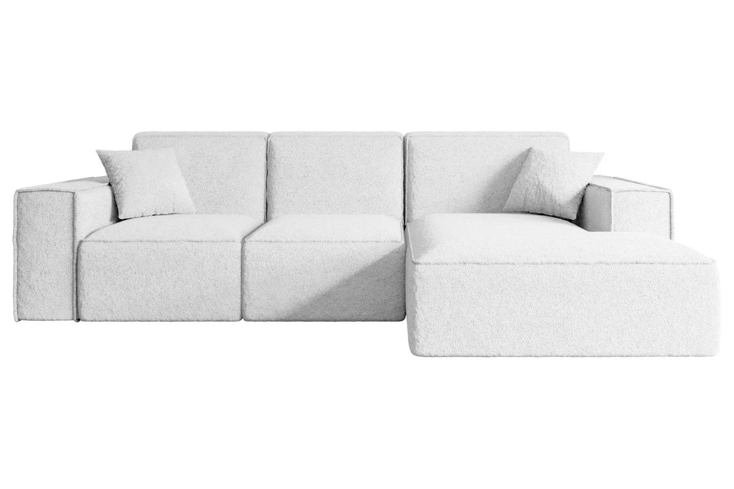 ECKSOFA Ottomane Rechts SERRA-L - 266x165x73 cm Weiß Bouclé - Schwarz/Weiß, Holzwerkstoff/Kunststoff (266/165cm) - ALTDECOR