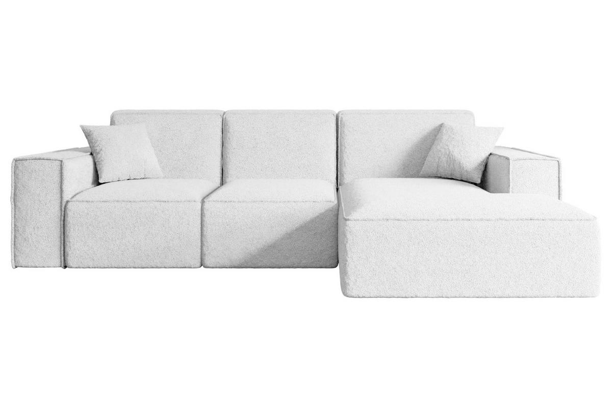 ECKSOFA Ottomane Rechts SERRA-L - 266x165x73 cm Weiß Bouclé - Schwarz/Weiß, Holzwerkstoff/Kunststoff (266/165cm) - ALTDECOR
