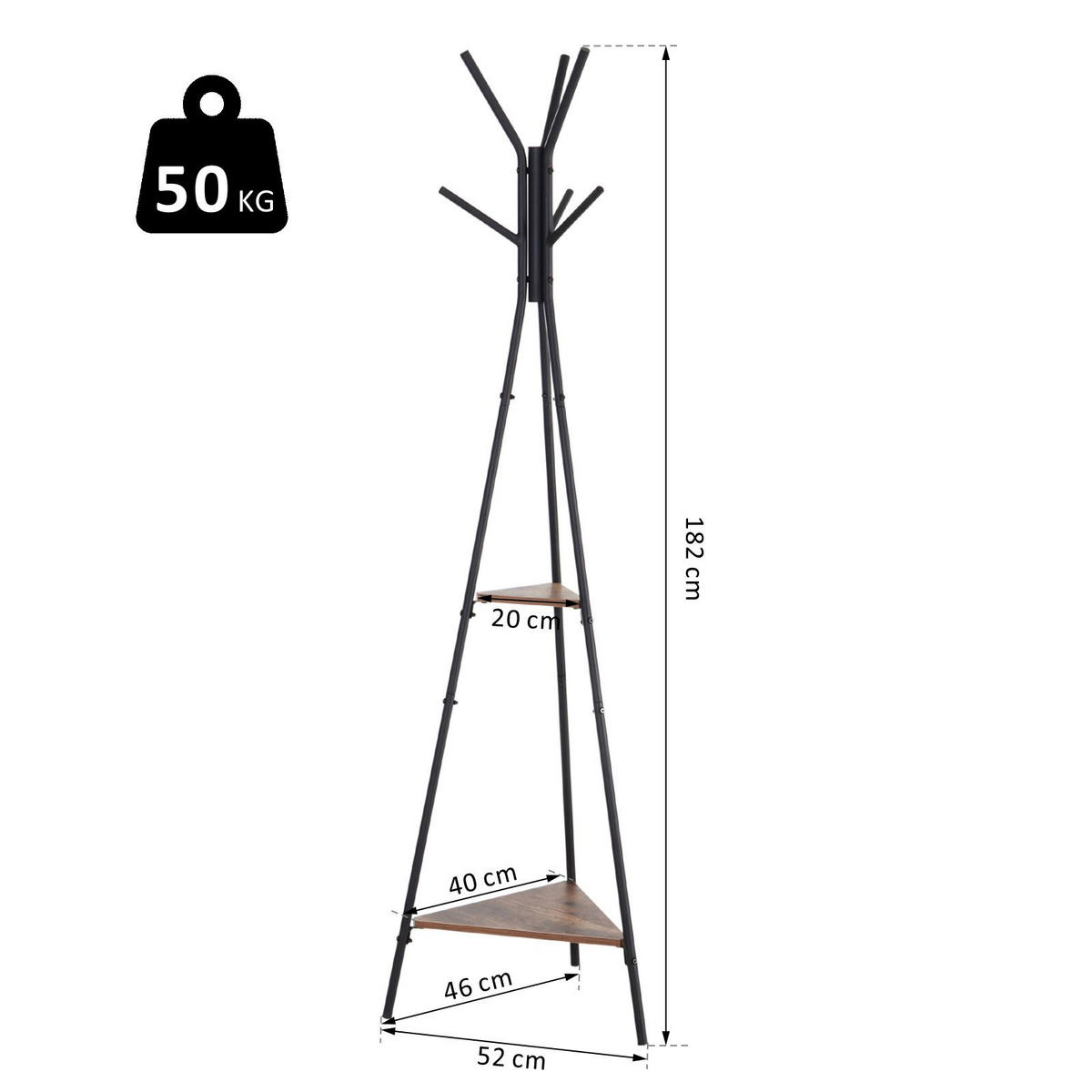 GARDEROBENSTÄNDER Schwarz 1 Stück - Schwarz, Metall (46/182/52cm) - GiPP