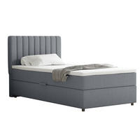 BOXBETT Everest 100 x 200 cm Einzelbett mit hochwertiger Bonell-Matratze und Topper - Dunkelgrau, Holz (100/200cm) - Panda Möbel