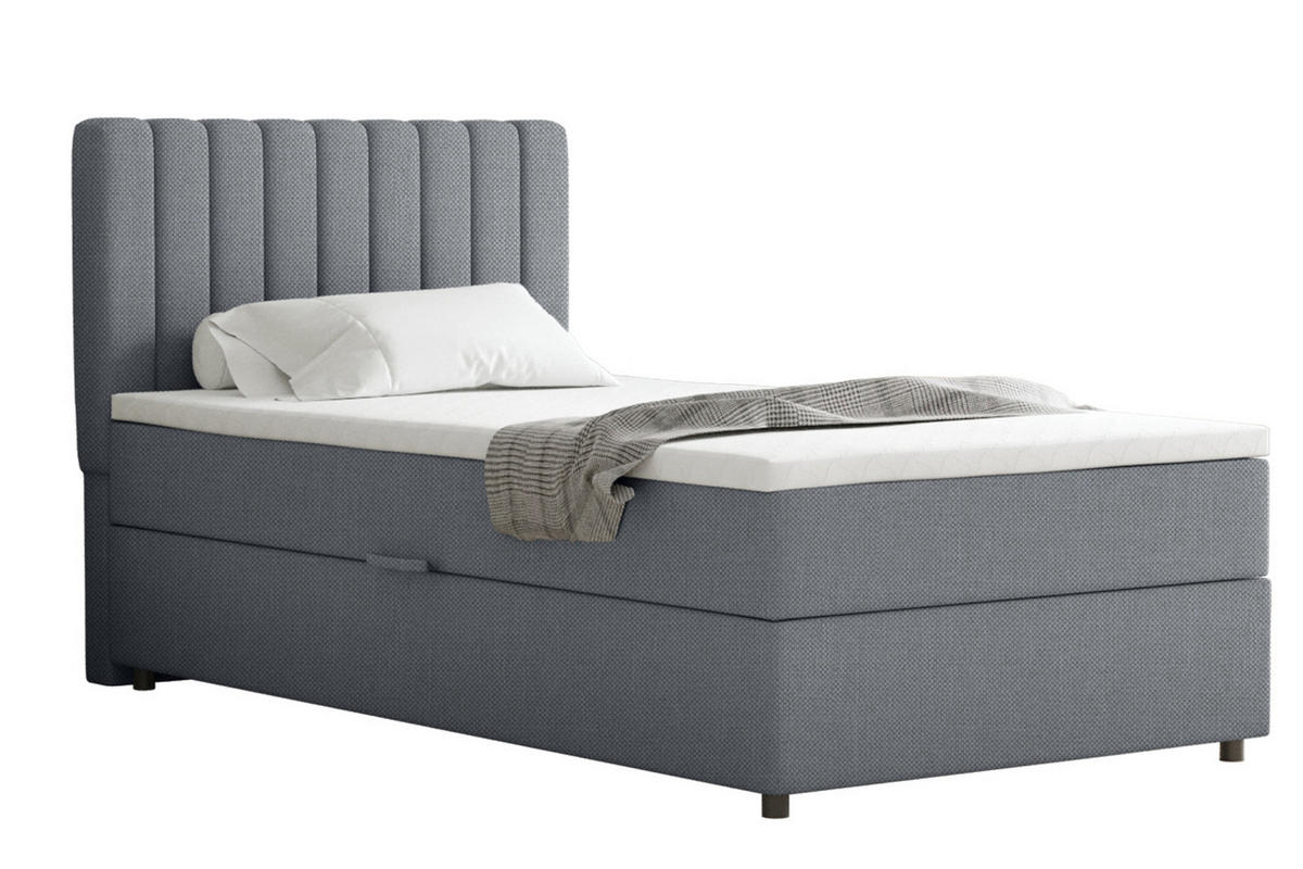 BOXBETT Everest 100 x 200 cm Einzelbett mit hochwertiger Bonell-Matratze und Topper - Dunkelgrau, Holz (100/200cm) - Panda Möbel