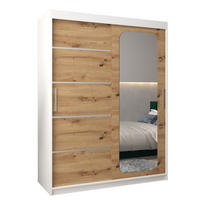 SCHWEBETÜRENSCHRANK 200/150/62 2-türig - Silberfarben/Eiche Artisan, Holz/Kunststoff (150/200/62cm) - Abiks Möbel