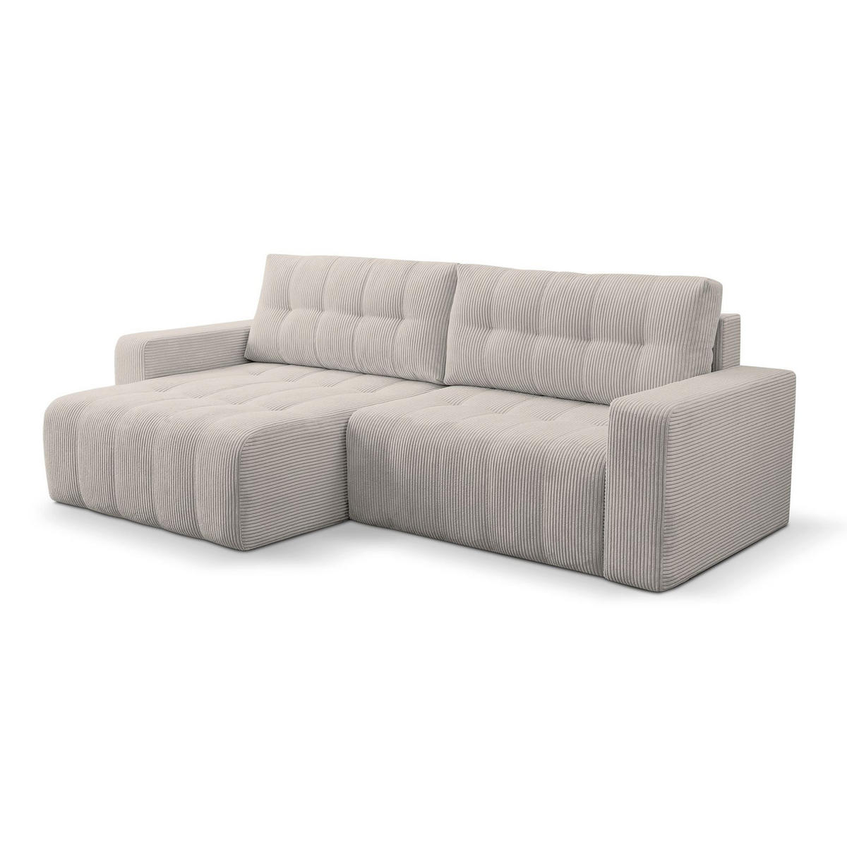 ECKSOFA Maillo Hellbeige Cord - Ecru/Schwarz, Kunststoff/Textil (245/143cm) - Selsey