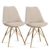ESSZIMMERSTUHL 2er Set Cordstoff mit Metallgestell Schalenform Skandinavisch gepolstert, Beige 48x58x85 cm - Beige/Goldfarben, Textil/Metall (48/85/58cm) - KADIMA DESIGN