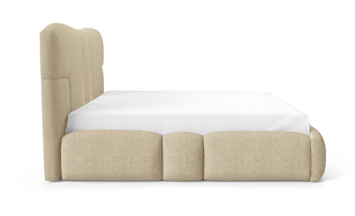 POLSTERBETT 180x200 Safron mit LED, Metall-Lattenrost, Beige - Beige, Holz/Textil (180/200cm) - Emporius