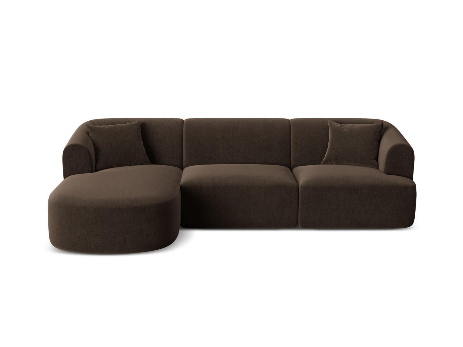 MODULARES-ECKSOFA links Campi aus Samt Schokolade 4 Sitzplätze - Dunkelbraun, Textil (156/256cm) - Cosmopolitan Design
