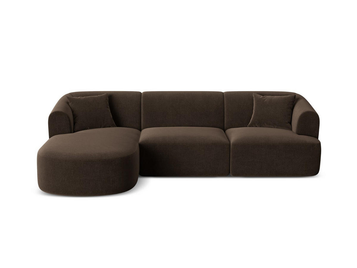 MODULARES-ECKSOFA links Campi aus Samt Schokolade 4 Sitzplätze - Dunkelbraun, Textil (156/256cm) - Cosmopolitan Design