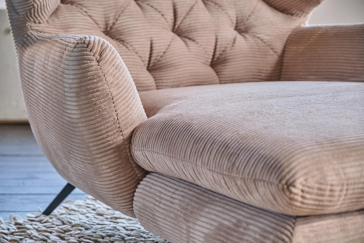 LONGSEAT CHAMRE Taupe - Taupe/Schwarz, Textil/Metall (130/95/160cm) - KAWOLA