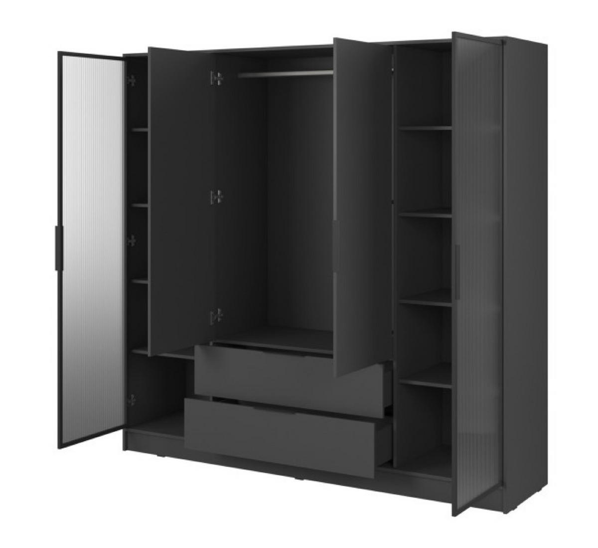 SCHRANK Grafit ELLY Mit Regalen Und Schubladen - Graphitfarben, Holzwerkstoff (206/200/51cm) - Sepro Meble