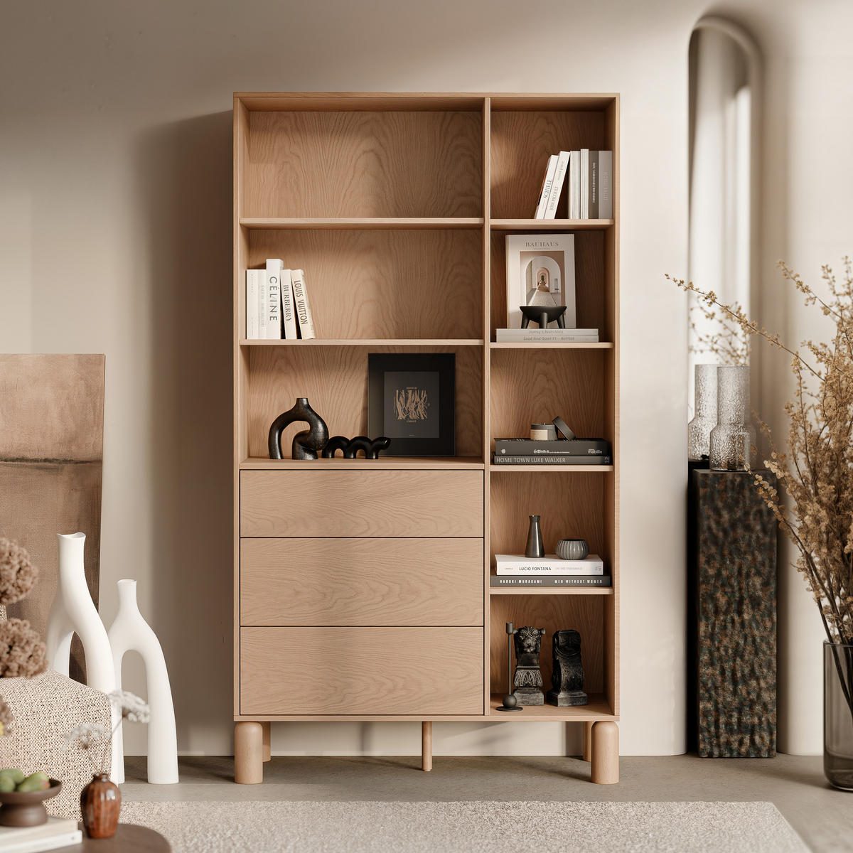 BÜCHERREGAL SENA 110 cm Eiche Bookmatch - Eichefarben, Holz/Holzwerkstoff (110/197/55cm) - Idohome