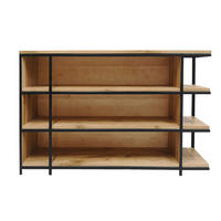 REGAL im Industrial-Loft-Stil für Wohnzimmer oder Arbeitsbüro HUGON - Eichefarben, Holz (140/85/30cm) - Rawood Furniture